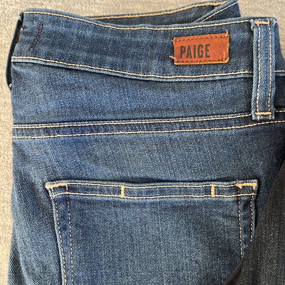PAIGE Women 26 Denim Blue Set of 2 Jeans Contrast Stitch Hoxton Ankle and Skinny - Picture 2 of 10
